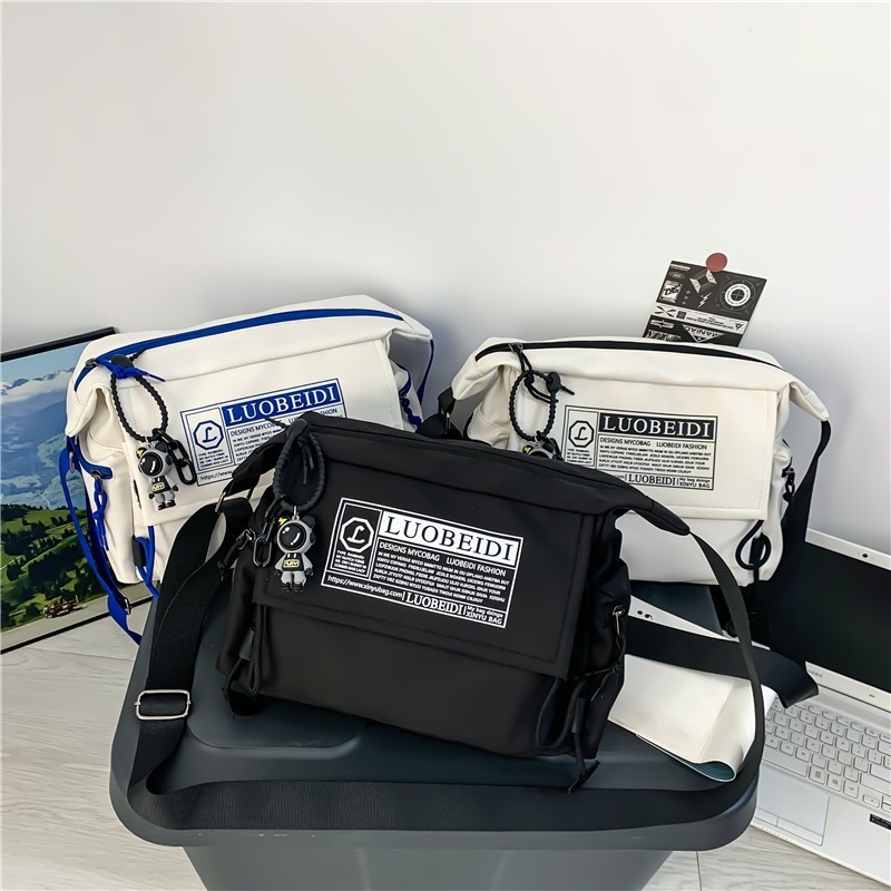 Pink Dale Geantă Messenger din Nylon cu Capac, Formă Orizontală Pătrată, Cu O Singură Curea de Umăr