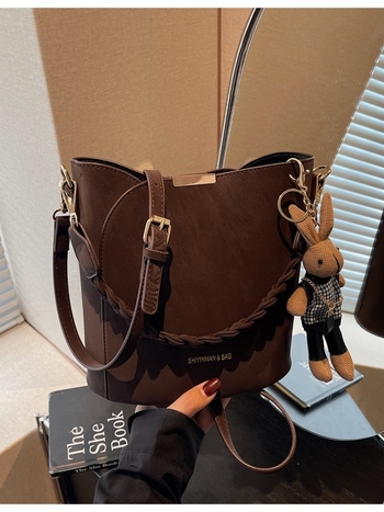 Geantă tip găleată — stil urban simplu, material PU, căptușeală poliester, Iarna 2025