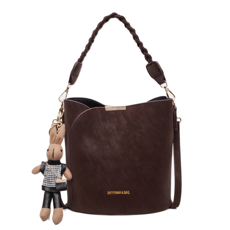 Geantă tip găleată — stil urban simplu, material PU, căptușeală poliester, Iarna 2025