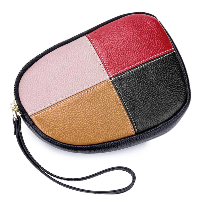 Geantă de mână din piele naturală, primul strat de piele de vacă, stil urban simplu, mică geantă pătrată, formă ovală, închidere cu fermoar