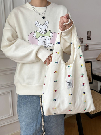 Geantă Tote din Canvas | Formă verticală pătrată, Deschidere deschisă în partea de sus, Buzunar cu fermoar, Căptușeală poplin