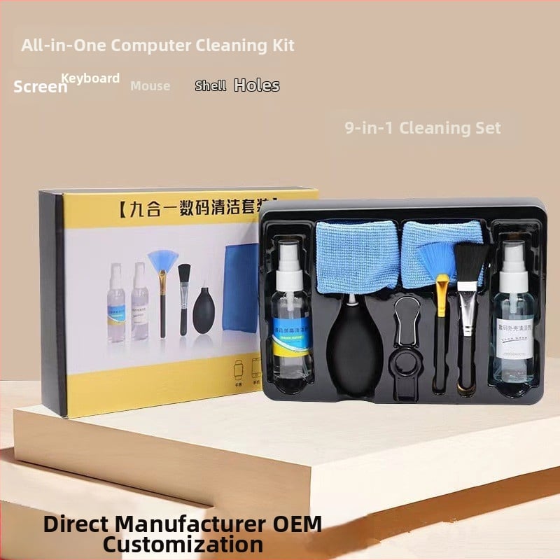 Deväťdielny čistiaci set na počítač: čistič obrazovky, kryt notebooku a nástroje na čistenie klávesnice – Model Qjj-003; Značka Tide competition; Kompatibilné s 21789048979