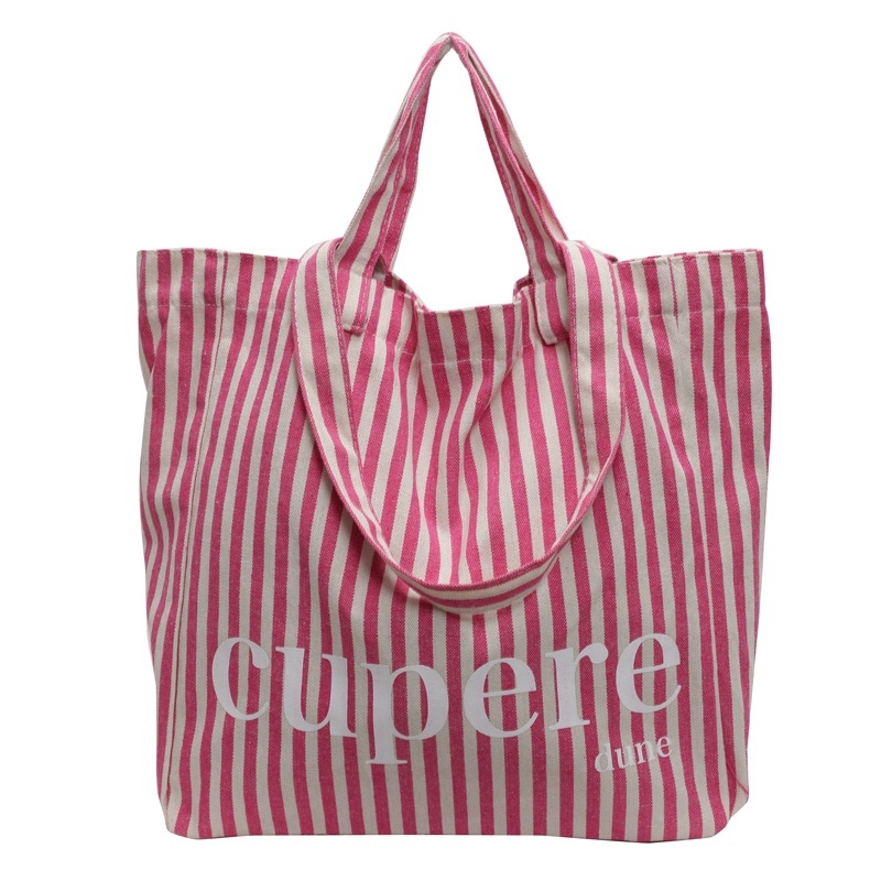 Geantă tote din canvas, stil street-trend, închidere cu lacăt, căptușeală din poliester, curele de umăr duble