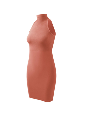 Rochie de maternitate fără mâneci, guler rotund, nylon-spandex bodycon, lungime medie, uni, fără cusături