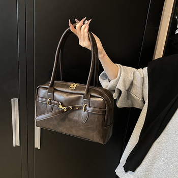 Geantă pentru subraț pentru femei, PU, geantă tote orizontală pătrată cu fermoar și buzunare interne (cu fermoar, telefon, ID, laptop), căptușeală poliester, vară 2025