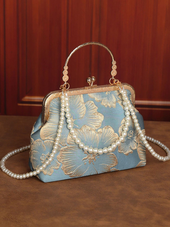 Geantă Cheongsam, Design național-stil literar-art, Poliester, Tip scoică, Închidere cu clips