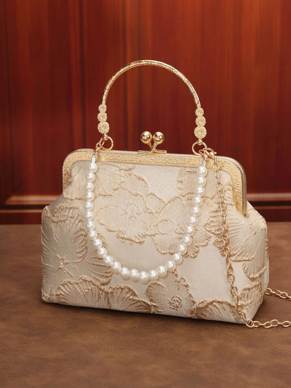 Geantă Cheongsam, Design național-stil literar-art, Poliester, Tip scoică, Închidere cu clips