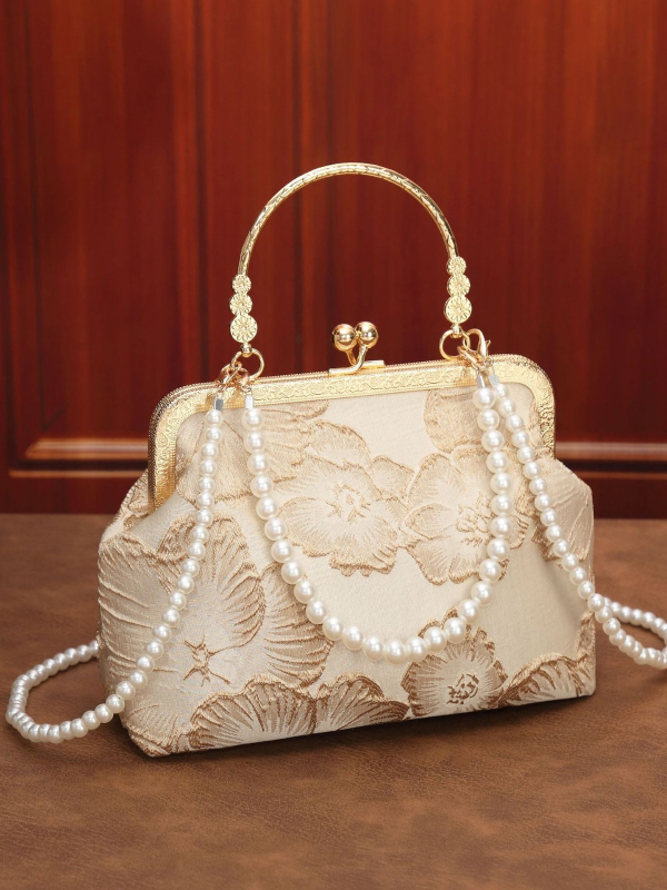 Geantă Cheongsam, Design național-stil literar-art, Poliester, Tip scoică, Închidere cu clips