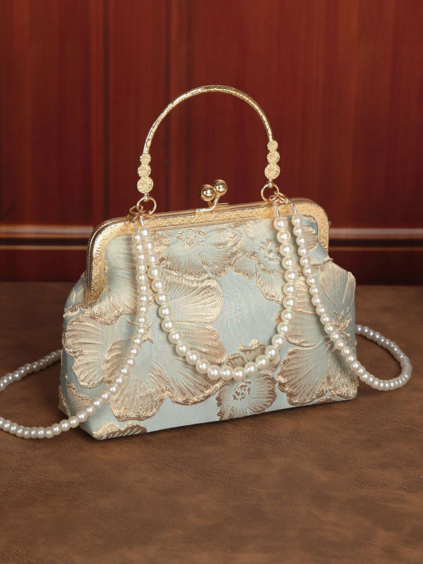 Geantă Cheongsam, Design național-stil literar-art, Poliester, Tip scoică, Închidere cu clips