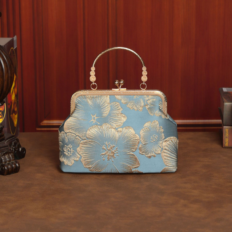 Geantă Cheongsam, Design național-stil literar-art, Poliester, Tip scoică, Închidere cu clips