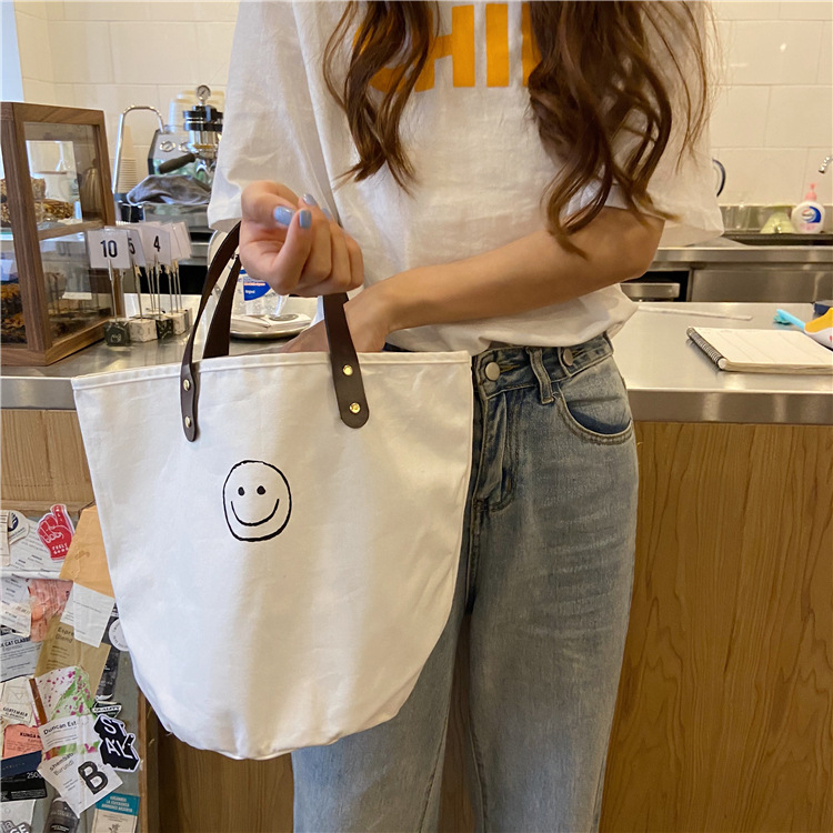 Platnena kanta torba s lunch box stilom, otvoreni vrh, pamukasta podstava, džep na zip i džep za mobitel
