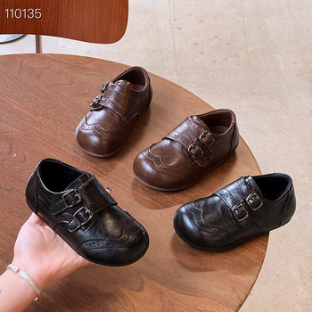 Dječje loaferice od PU kože, Velcro zatvarač, gumeni potplat, britanski stil, jesen