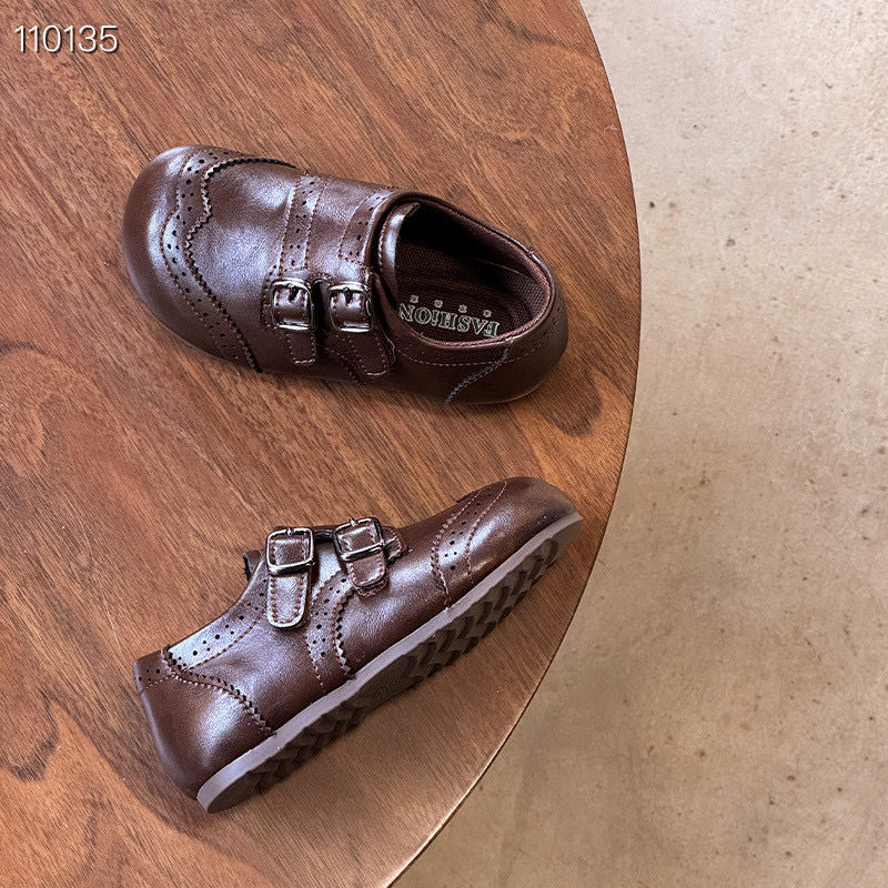 Dječje loaferice od PU kože, Velcro zatvarač, gumeni potplat, britanski stil, jesen