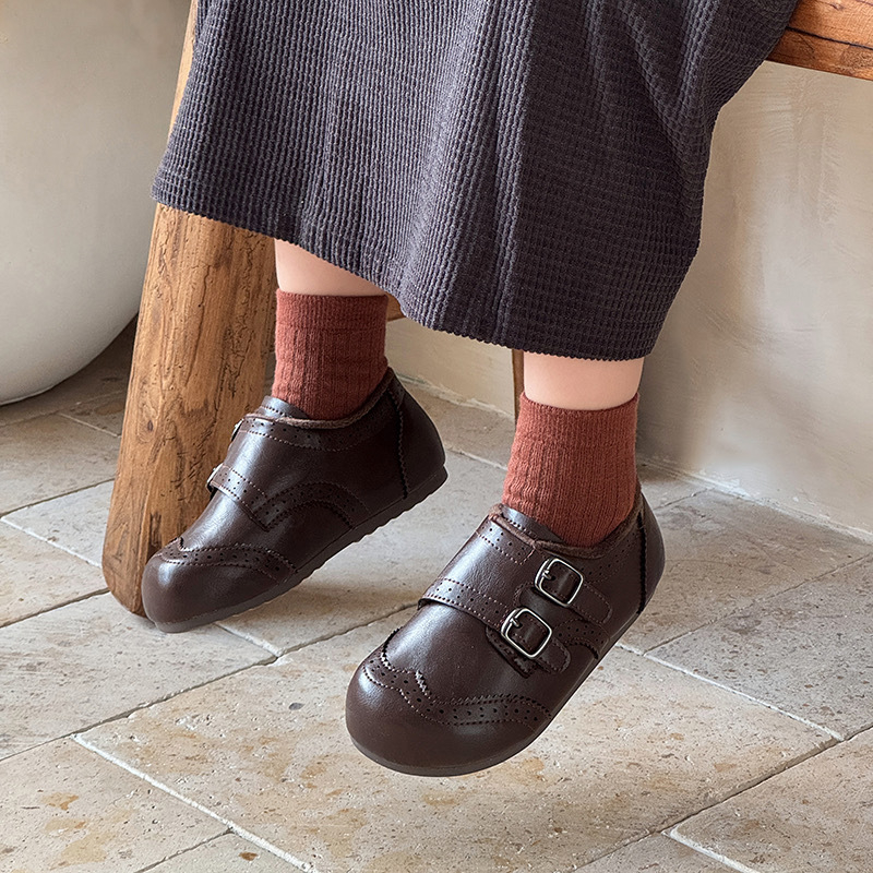 Dječje loaferice od PU kože, Velcro zatvarač, gumeni potplat, britanski stil, jesen