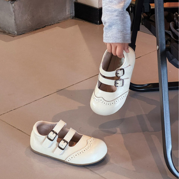 Dječji kožni loaferi s Velcro zatvaranjem, niski vrh, protuklizna gumena potplata, unisex, britanski stil