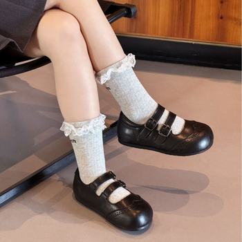 Dječji kožni loaferi s Velcro zatvaranjem, niski vrh, protuklizna gumena potplata, unisex, britanski stil