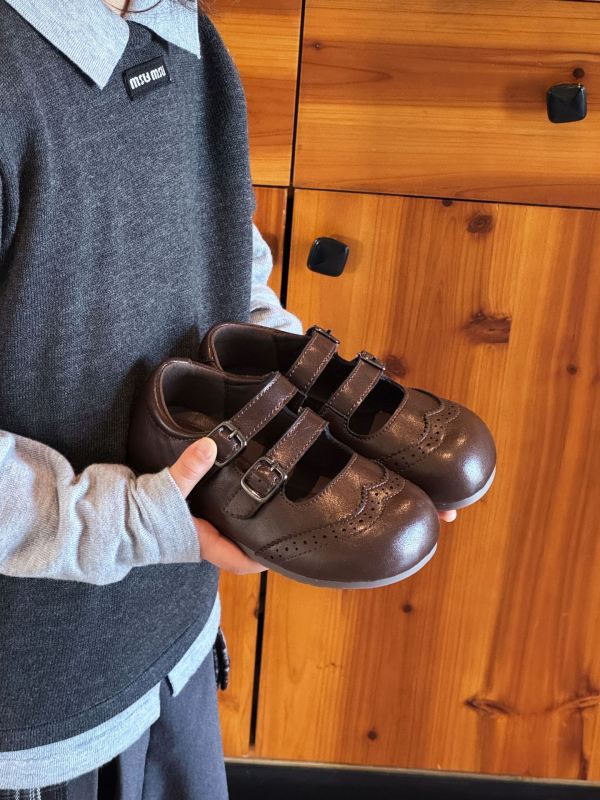 Dječji kožni loaferi s Velcro zatvaranjem, niski vrh, protuklizna gumena potplata, unisex, britanski stil
