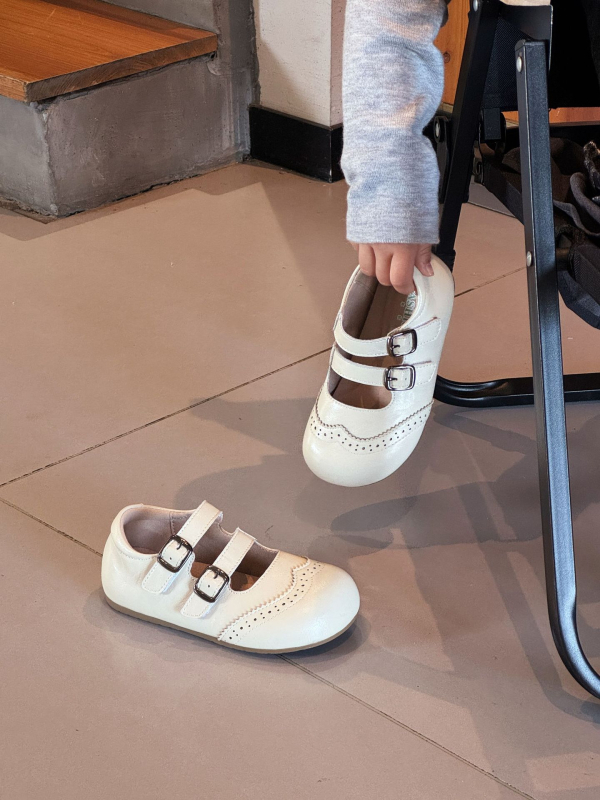 Dječji kožni loaferi s Velcro zatvaranjem, niski vrh, protuklizna gumena potplata, unisex, britanski stil