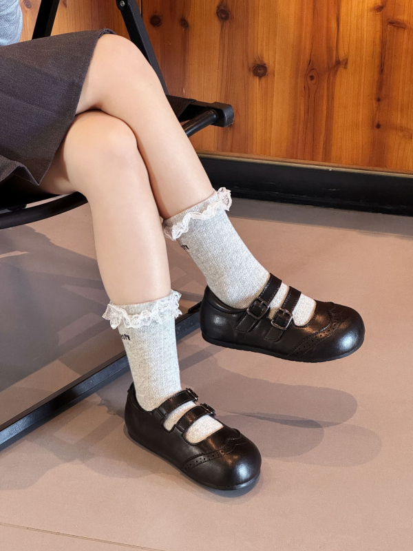 Dječji kožni loaferi s Velcro zatvaranjem, niski vrh, protuklizna gumena potplata, unisex, britanski stil