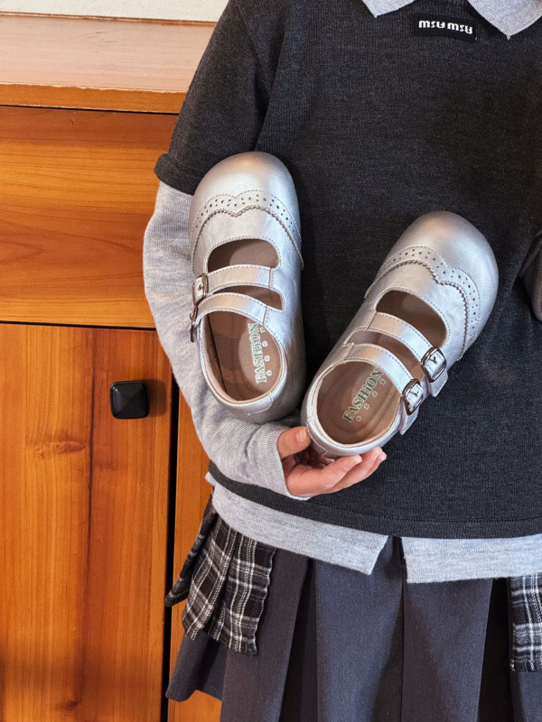 Dječji kožni loaferi s Velcro zatvaranjem, niski vrh, protuklizna gumena potplata, unisex, britanski stil