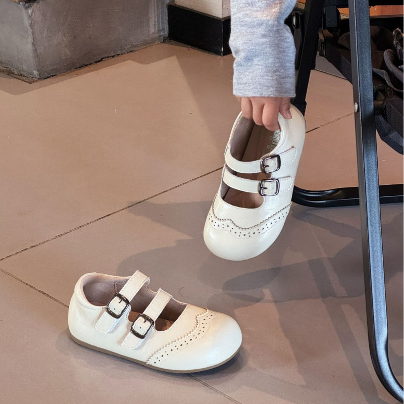 Dječji kožni loaferi s Velcro zatvaranjem, niski vrh, protuklizna gumena potplata, unisex, britanski stil