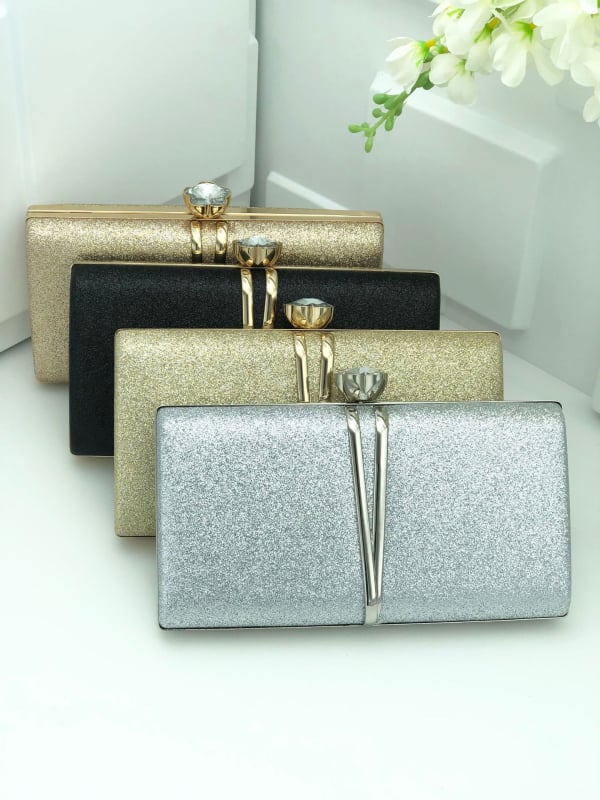 Clutch torba od PVC-a za večernje prigode s poliester podstavom, horizontalni kvadratni oblik, zatvarač, proljeće 2025