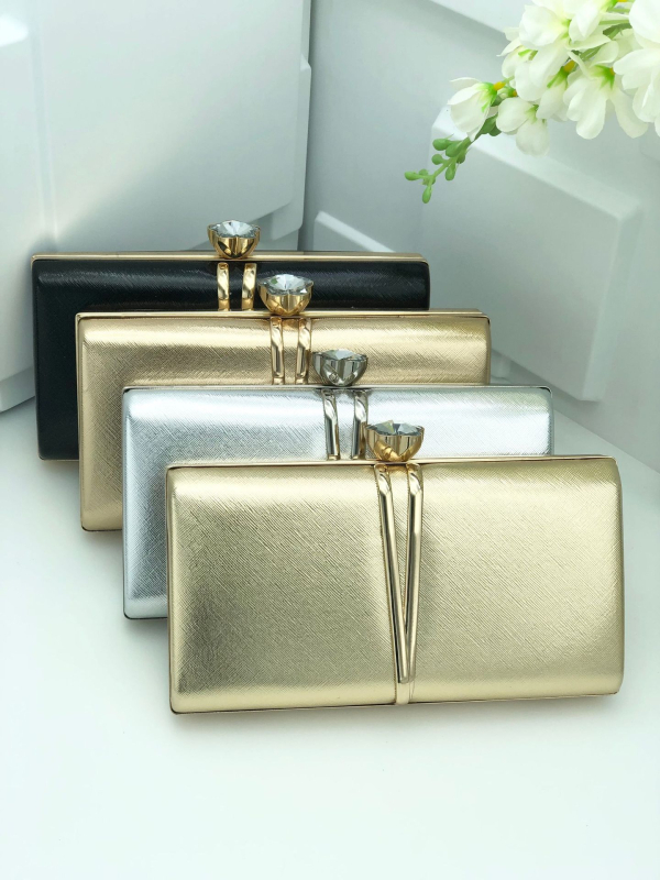 Clutch torba od PVC-a za večernje prigode s poliester podstavom, horizontalni kvadratni oblik, zatvarač, proljeće 2025