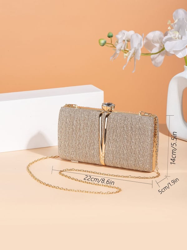 Clutch torba od PVC-a za večernje prigode s poliester podstavom, horizontalni kvadratni oblik, zatvarač, proljeće 2025