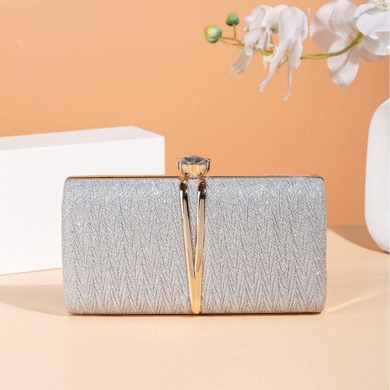 Clutch torba od PVC-a za večernje prigode s poliester podstavom, horizontalni kvadratni oblik, zatvarač, proljeće 2025