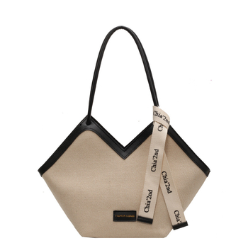 Torba Tote velike kapacitete (Materijal: platno; Otvaranje: zatvarač; Oblik: horizontalni kvadrat; Unutarnja pretinac: džep za mobitel; Remeni: dvostruke rameni)