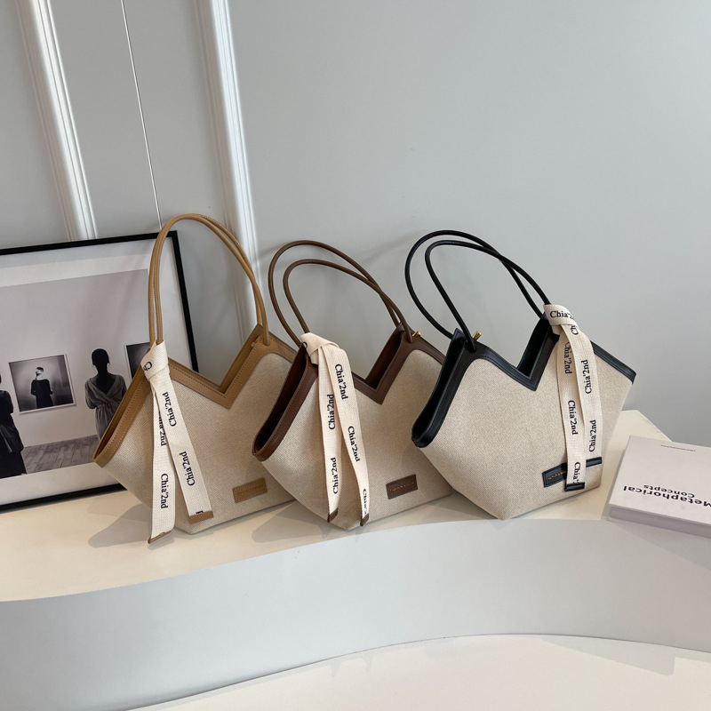 Torba Tote velike kapacitete (Materijal: platno; Otvaranje: zatvarač; Oblik: horizontalni kvadrat; Unutarnja pretinac: džep za mobitel; Remeni: dvostruke rameni)