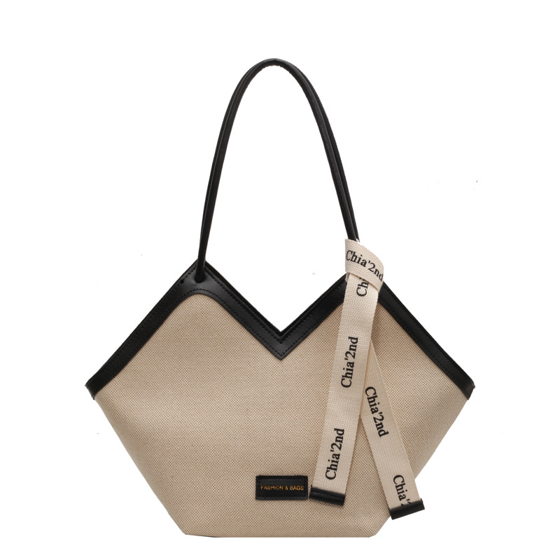 Torba Tote velike kapacitete (Materijal: platno; Otvaranje: zatvarač; Oblik: horizontalni kvadrat; Unutarnja pretinac: džep za mobitel; Remeni: dvostruke rameni)