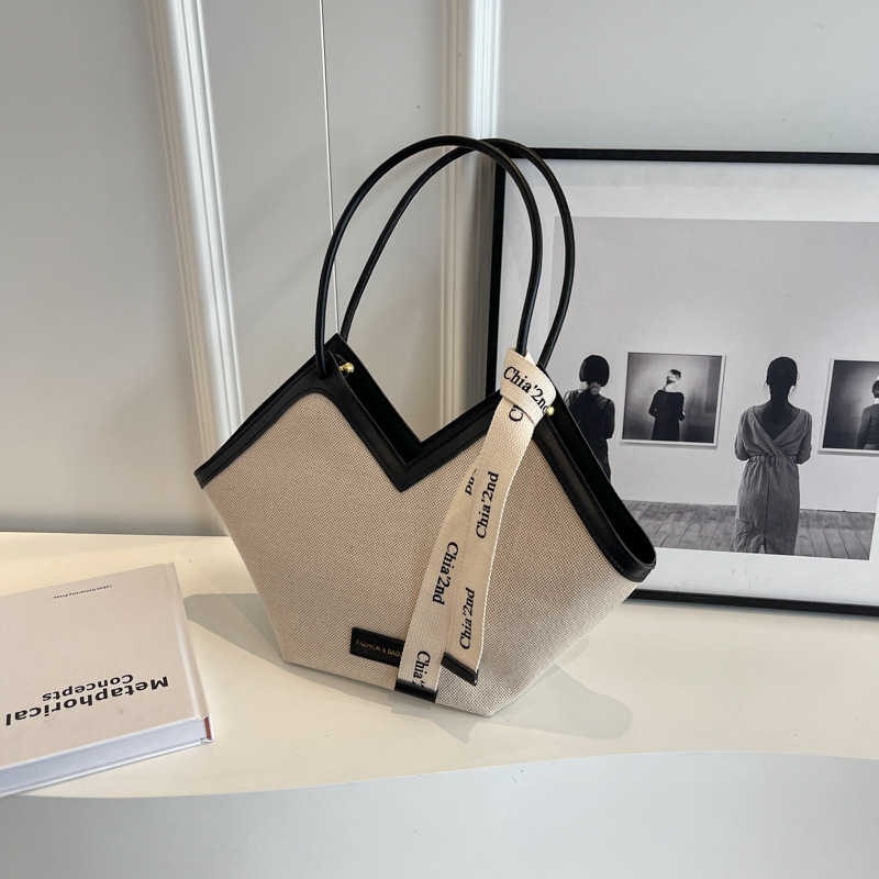 Torba Tote velike kapacitete (Materijal: platno; Otvaranje: zatvarač; Oblik: horizontalni kvadrat; Unutarnja pretinac: džep za mobitel; Remeni: dvostruke rameni)