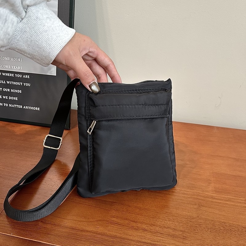 Najlonska torbica za telefon, unisex stil, vertikalno kvadratnog oblika, zatvarač, unutarnja džep za telefon