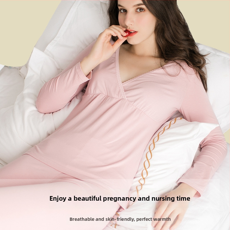 Tehotenský set: Top a nohavice z Modal pre dojčenie, dlhé rukávy, jeseň 2024, 30–50% Modal vlákno