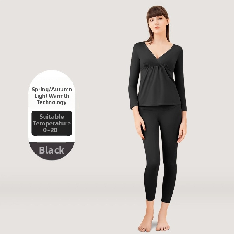 Tehotenský set: Top a nohavice z Modal pre dojčenie, dlhé rukávy, jeseň 2024, 30–50% Modal vlákno