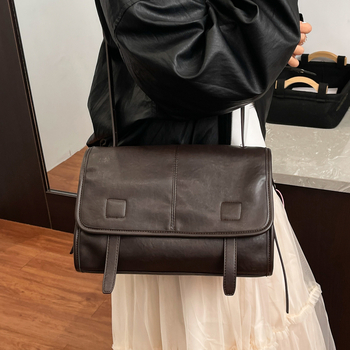 Torba preko ramena messenger, retro stil, PU koža, mala kvadratna torba, s preklopom