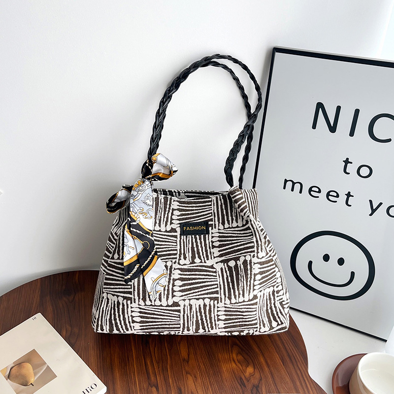 Geantă tote pentru femei, stil urban minimalist, material textil, închidere magnetică, buzunar interior cu fermoar