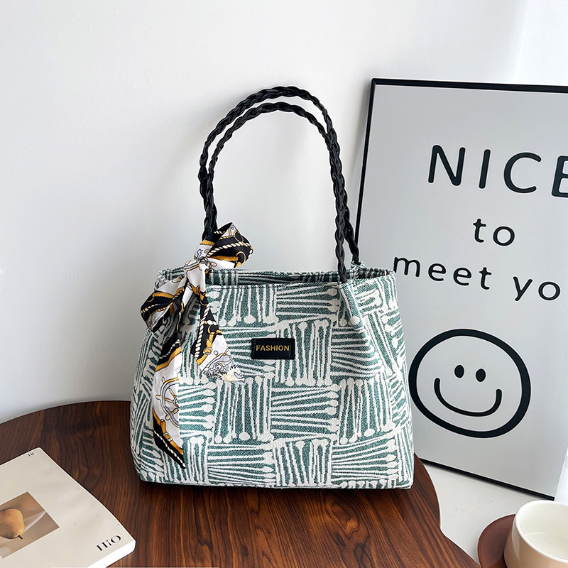 Geantă tote pentru femei, stil urban minimalist, material textil, închidere magnetică, buzunar interior cu fermoar