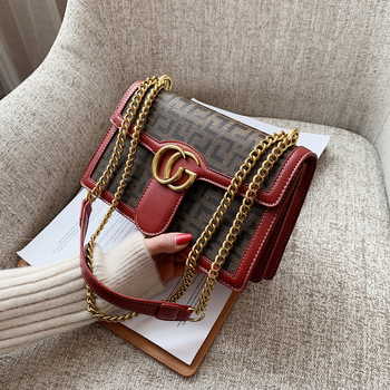 Geantă unisex din PVC cu imprimeu, formă pătrată orizontală, închidere magnetică, buzunar interior cu fermoar și buzunar pentru telefon, căptușeală PU