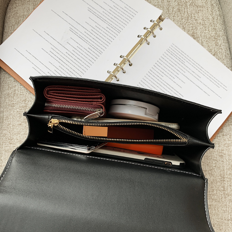 Geantă unisex din PVC cu imprimeu, formă pătrată orizontală, închidere magnetică, buzunar interior cu fermoar și buzunar pentru telefon, căptușeală PU