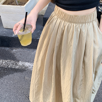 Suknja A-linije, midi dužine od poliestera, šavovi kolaž detalji, ljetni gradski stil
