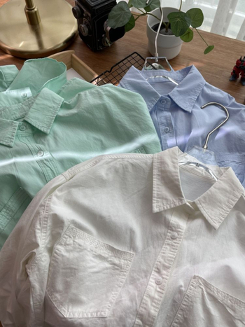 Bavlnená košeľa, voľný strih, dlhý rukáv, golier s reverom, stredná dĺžka