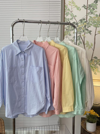 Bavlnená košeľa, voľný strih, dlhý rukáv, golier s reverom, stredná dĺžka