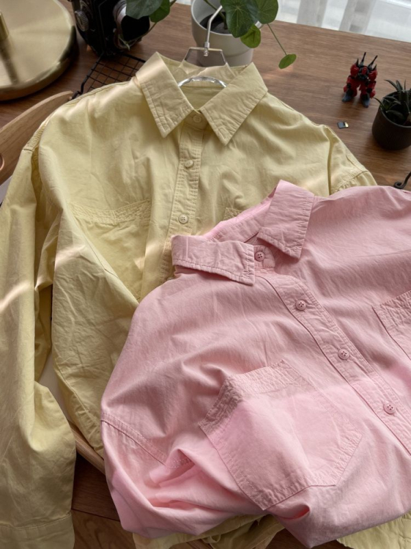 Bavlnená košeľa, voľný strih, dlhý rukáv, golier s reverom, stredná dĺžka