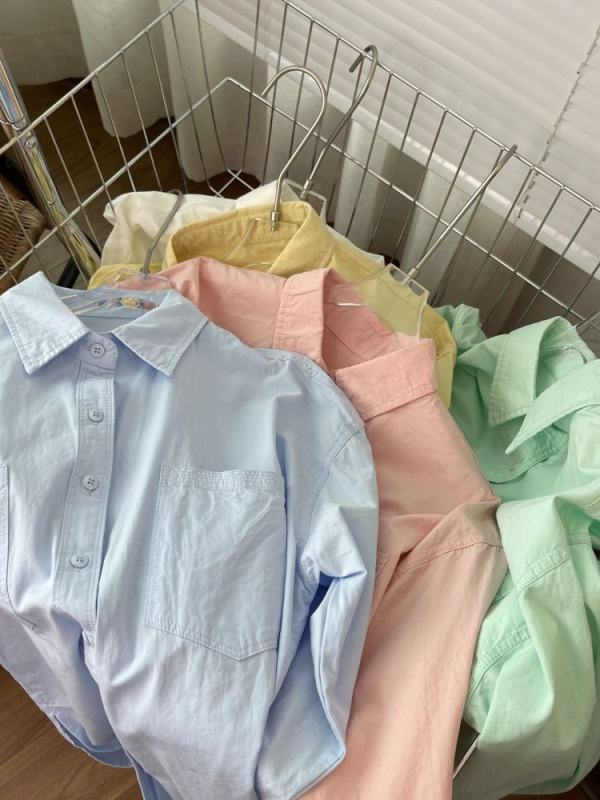 Bavlnená košeľa, voľný strih, dlhý rukáv, golier s reverom, stredná dĺžka