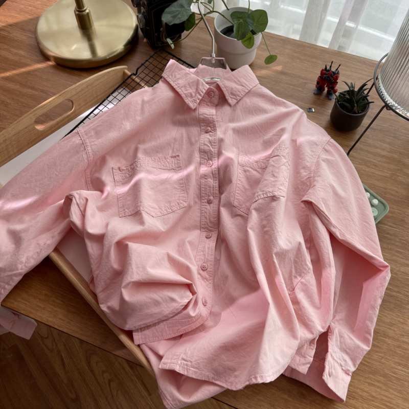 Bavlnená košeľa, voľný strih, dlhý rukáv, golier s reverom, stredná dĺžka