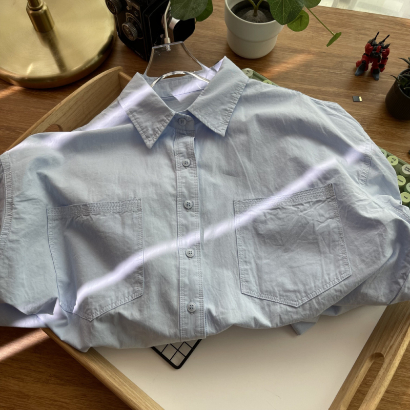 Bavlnená košeľa, voľný strih, dlhý rukáv, golier s reverom, stredná dĺžka