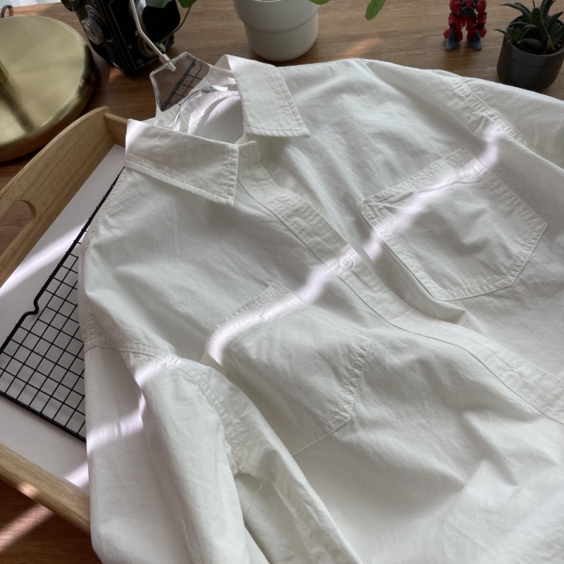 Bavlnená košeľa, voľný strih, dlhý rukáv, golier s reverom, stredná dĺžka