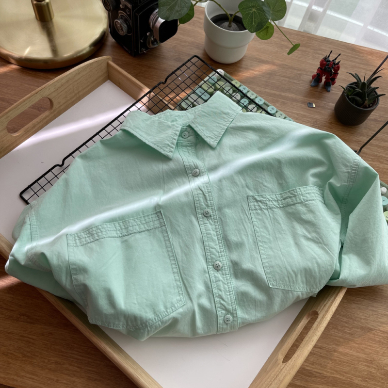 Bavlnená košeľa, voľný strih, dlhý rukáv, golier s reverom, stredná dĺžka